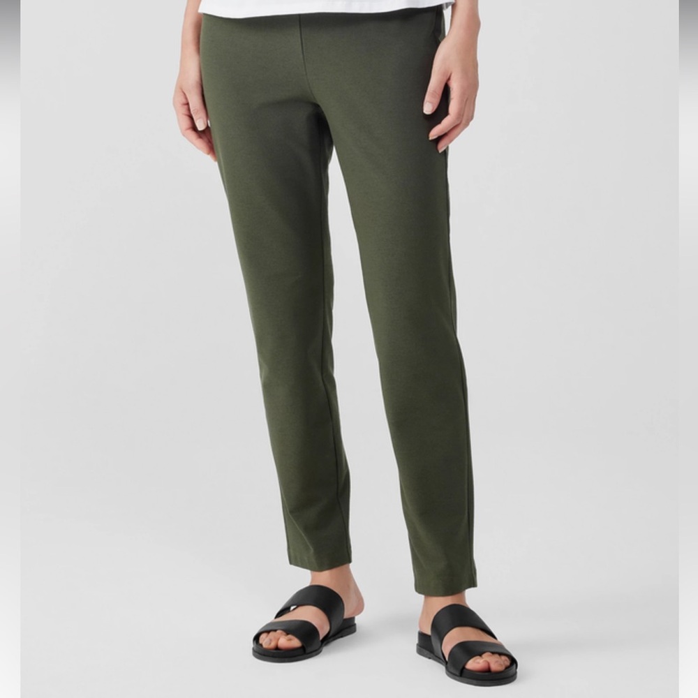 Eileen Fisher Pants Women's Large Green Pull On Skinny Workwear Career Office